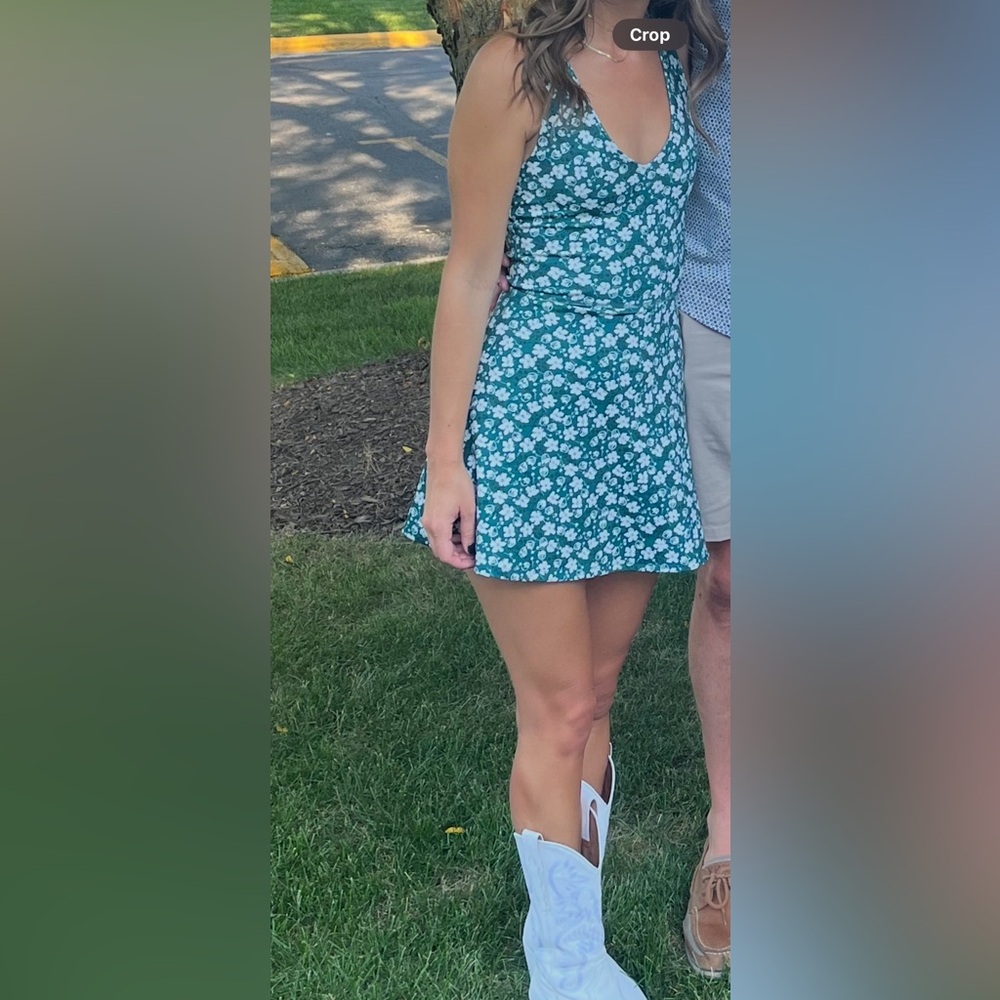 Reformation Green Floral Ecomove Dress